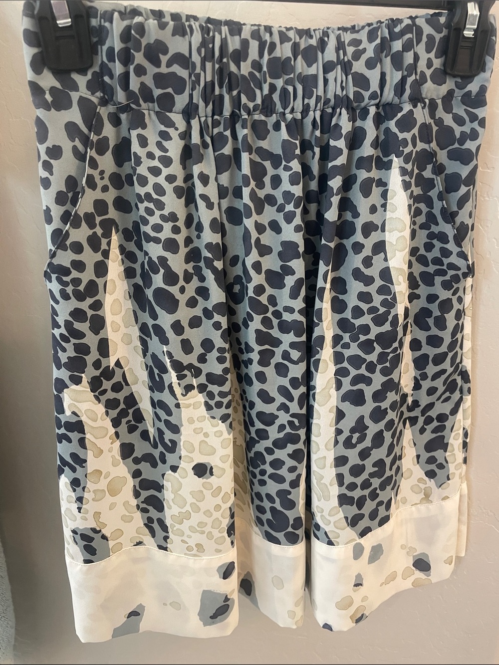 CAbi Blue and Cream A-Line Printed Skirt